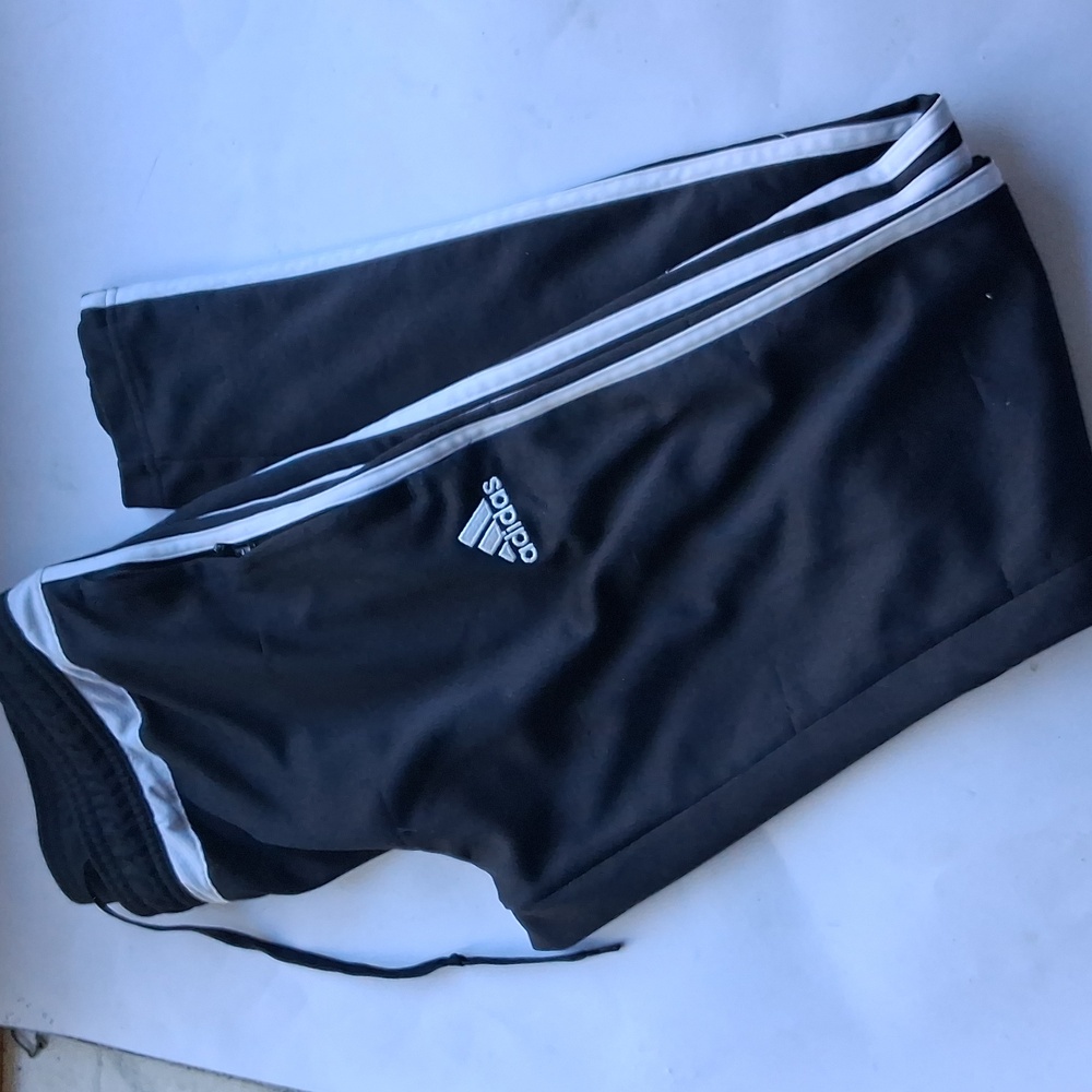 Adidas mens’ athletic pants with  stripes And Zip Ankles